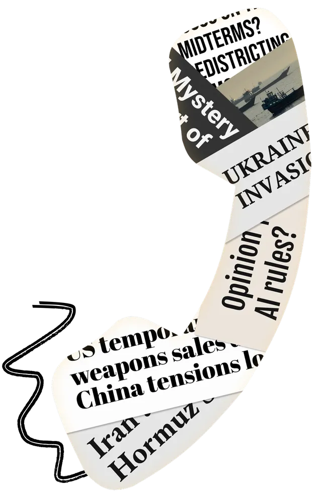 A phone receiver made of newspaper headlines